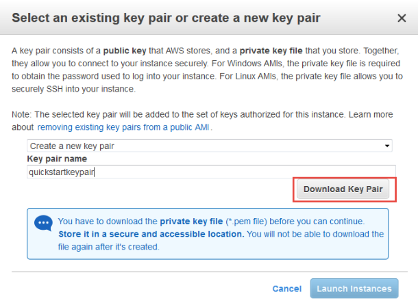 selecting key pair